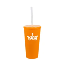 Large Tucan Tumbler With Cap And Straw - Orange